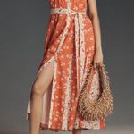 Maeve  Anthropologie Halter Open-Back Godet Midi Shirt Dress Size M Photo 0