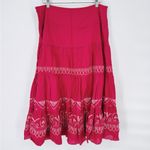 Sunny Leigh Boho Embroidered Tiered Pink Midi Skirt 14 Photo 2