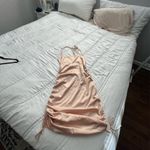 Leau Cabo gold satin adjustable strappy rouched mini dress M NWT Size M Photo 2