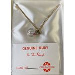 Vintage Women's 16" Gold Tone Chain with Charm Genuine Ruby Hand Set SKU 3786 Photo 1