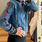 American Bazi Rad Denim Bomber Jacket Jean Distressed Comfy Small Photo 3