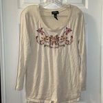 Brooks Karen  Tan Knit Embroidered Long Sleeve Top size M Photo 0