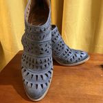 Sofft Westwood II Perforated Lasercut Denim Blue Suede Ankle‎ Booties 9 Photo 1