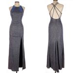 Dear Moon Juniors High Neck Cutout Back Iridescent Shimmer Formal Party Dress 13 Photo 1