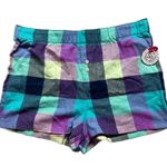 SO  High Waisted Colorful Plaid Flannel Loungewear PJ Mini Shirts Medium Photo 0