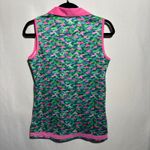 PGA Tour NWT  Golf Womens Tank Top Green Pink Camouflage Sleeveless Snap‎ S Polo Photo 1