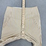 Free People  Frankie High Waist Skinny Pants Tan White Stripe Button Front 4 Photo 12