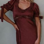 These Three Boutique  Claire Lace Trim Midi Dress-Burnt Brown Photo 1