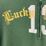 Lucky Brand Vintage Hoodie Sweatshirt Womens Medium Green 1/4 Zip 13 Distressed Photo 3