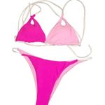 Two Tone Pink Bikini Set Size Medium Photo 0