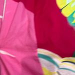 Vintage Valditevere Made In Italy Hot Pink Tropical Floral Print 100% Cotton Ski Size XS Photo 4