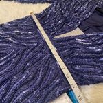 Mac Duggal Sequin Beaded Long Sleeve Gown in Midnight Navy Blue Size 6 93574 Photo 4