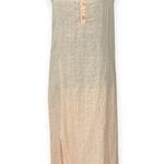 Flax  | M | 100% Linen Sleeveless 1/4 Button Split Hem Peach Maxi Tank Dress Photo 0