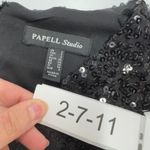 Adrianna Papell  Jumpsuit Womens 2 Black Sequined Wide Leg V‎ Neck Holiday Party Photo 5