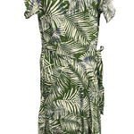 Cupshe  Wrap Dress Tropical Palm Leaf Print Green White Short Sleeve Midi Beach Photo 0