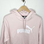 Puma powder pink relaxed fit cropped spell out logo hoodie size M Photo 3