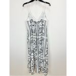 Madewell  Embroidered Deep V Neck Midi Dress Bandana Boho White Navy Large NWT Photo 9