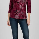 Dress Barn  VTG Y2K Beaded Floral 3/4 Sleeve Romantic Cottagecore Statement Top S Photo 0