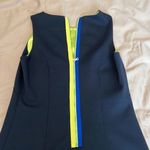 T Tahari navy blue sheath w/print band green & blue zipperâ& greenâlining Photo 5