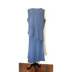 VTG IC Collection Lagenlook Asymmetrical Linen Chambray Zip Shirt Skirt Set XL Blue Photo 1