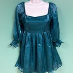 Thirty Thirty LA Teal Puff Sleeve Mini Dress Photo 0