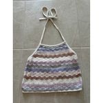 American Eagle Womens Size Medium Pastel Cropped‎ Crochet Halter Boho Beachy Purple Photo 2
