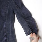 XCVI  Full Zip Stonewashed Jacket Ruched 3/4 Sleeve Rib Panel Grey Blue Women's M Photo 1