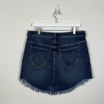 Free People  Frayed-Hem Jean Skirt in Indigo Blue Photo 7