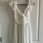 Angel Biba  Pleated Ruffle Sleeveless White Lined Dress Photo 0