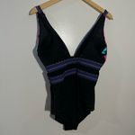 NWOT Swimsuits for All Plunge One Piece Swimsuit‎ in Floral Garden Size 12 Black Photo 4