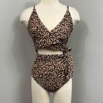 Aerie  Brown Animal Print One Piece Swimsuit  Photo 0