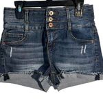 Vanilla Star Jeans Vanilla Star Juniors Size 1 High Rise Shortie Denim Jean Shorts Blue Distressed Photo 0