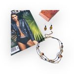 Chico's new Chico’s ❁ Boho Glass Bead Beach Necklace + Earring Set ❁ Animal Print ❁ Chic Photo 2