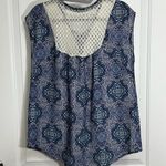 Rewind  Polyester Blue Print and Lace Yoke Size Large Photo 1