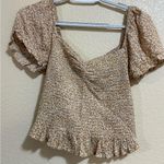 Be cool  Floral Puff Sleeve Blouse - Cream and Brown Photo 0