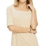 Talbots Yellow Striped Roll Cuff Elbow Sleeve Square Nexk Top Size Medium Photo 0