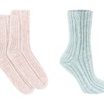 LEMON Chunky Knit Sweater Socks Pink & Mint One Size NEW Photo 0