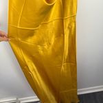 Reformation  Large Torin Silk Dress Turmeric Midi Slip Halter Cowl Neck Holiday Photo 3