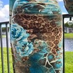 Cache turquoise, brown, white, animal leopard floral print dress Sz 2 Photo 12