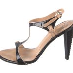 Giuseppe Zanotti GIUSEPPE ZANOTTI Black Patent and Tan Leather T Strap Sandals size 8 Photo 0