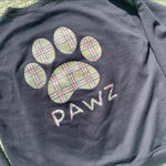 Pawz  black sweatshirt with a plaid paw at the back
No size tag Photo 3