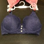 Laura Ashley ππ 2 Pack Bras ~ Pink & Blue Lace 34C NWT Photo 4