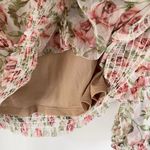 INC New  Floral Mesh Ruffle Tie Neck Peasant Top Camisole Lining White Pink Photo 8