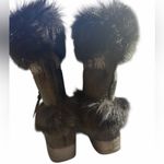 TECNICA Italy Women's Skandia Boot Size 38 7 Black Cowhide Goat Fur Apres Ski Photo 7