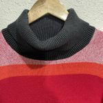 Free People  Womens Sweater Dress M Red Black Turtle Neck Warm Winter Colorblock Photo 2