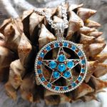 Silver Magnetic Crystal Star Pendant w/ Chain Necklace Blue Photo 1
