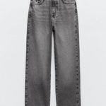 ZARA  Current Season High Rise Straight Leg Jeans Grey Z1975 Womens 34 US 2 Photo 11