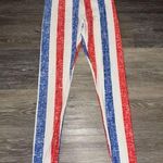 LuLaRoe Red, White & Blue Striped Leggings Photo 0