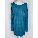 Westbound  Teal Cold Shoulder Crew Neck Cable Knit Sweater Tunic 1X Photo 4