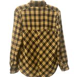 Free People Gauzy Plaid Black Yellow Button Down Shirt size XS oversized Photo 5